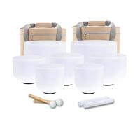 Hye-eun Crystal Singing Bowl Set, 432 Hz, 6-12 Inch Perfect Pitch Quartz Singing Bowls, Singing Bowls Set, 7 Chakra Crystal for Sound Healing, Relaxation, Stress Relief, with 2 Beige Carry Bags