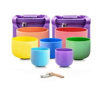 Hye-eun Crystal Singing Bowl Set 432 Hz, 7-12 Inch 7 Tones A B C D E F G 7 Colour Chakra Singing Bowl with Carry Bags for Meditation Sound Therapy Music Therapy
