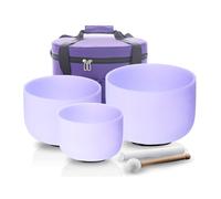 Hye-eun Crystal Singing Bowl Set, 432 Hz Purple Set of 3 Quartz Crystal Singing Bowl Set 7-11 Inches 7 Inches W 9 Inches F 11 Inches C with Carry Bag, Meditation Bowls for Relaxation, Yoga Healing