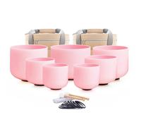 Hye-eun Crystal Singing Bowl Set, 432Hz, 7-12 inch, Pink Quartz Crystal Singing Bowl Set, 7 Pieces, for Yoga, Meditation, Sound Healing, with Durable Carrying Case (Pink 7pcs 7-12 inch)