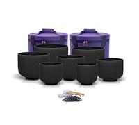 Hye-eun Crystal Singing Bowl Set, 7-12 inch, 432hz 7 Pieces Black Quartz Singing Bowl for Sound Healing with 2 Carry Bags