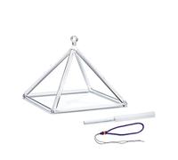 Hye-eun Crystal Singing Pyramid, Clear 8 inch Quartz Pyramid with Crystal Singing Bowl Stick and Purple Rope