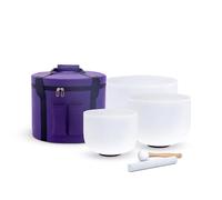 Hye-eun Frosted Quartz Crystal Singing Bowl Set of 3 for Sound Healing, 6 Inch B Note E Note C Note for Sound Healing with Carrying Bag