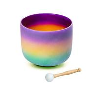 Hye-eun Rainbow Crystal Singing Bowl 432hz 8inch B Note Frosted Quartz Crown Chakra Tuned Sound Bowl for Yoga Healing Sound Energy Vibration Meditation