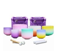 Hye-eun Set of 7 Crystal Singing Bowls (7-12 Inch 432 Hz Rainbow)