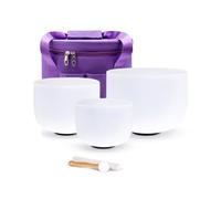 Hye-eun Sound Bowl Meditation Set,432hz AFC Crystal Singing Bowl Set of 3 | Frosted Quartz Singing Bowl,8"A Third-eye10"C Root 12"F Heart Chakra Sound Healing instrument with Carrying Case
