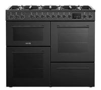 HYE Range Cooker 100cm - Duel Fuel Cooker & Hob, Sleek Black Finish, Freestanding Range Design, 8 Burner Gas Hob, Programmable With Digital Timer, Twin Electric Oven & Grill - C01R100G22