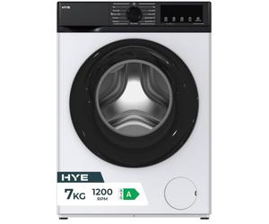HYE Washing Machine - 7KG Drum, 1200RPM, White | 41cm Depth 11 Wash Programmes, Steam Wash, Eco 40-60, Express 15, Drum Clean, LED Display, Ideal for Small Homes
