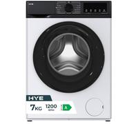 HYE Washing Machine - 7KG Drum, 1200RPM, White | 41cm Depth 11 Wash Programmes, Steam Wash, Eco 40-60, Express 15, Drum Clean, LED Display, Ideal for Small Homes