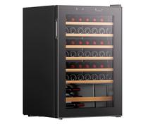 HYE Wine Cooler - Wine Fridge With 48 Bottle/130L Storage, 54CM Width, Wooden Shelves, LED Top Lighting, Temperature Range Adjustment, 40 dB Operation, Perfect For Large Collections - RF01WC48B31
