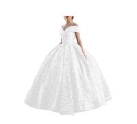 HYEC7 Women's Quinceanera Dresses Off Shoulder Long Wedding Ball Gowns Sequin Prom Dress White