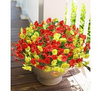 HyeFlora Artificial Flowers for Outdoors Fake Plants Outside Decoration, 12 Bundles Silk Colorful Morning Glory with Eucalyptus UV Resistant Realistic Faux Flowers for Planter Porch Patio Yard Garden