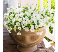 HyeFlora Artificial Flowers for Outdoors Fake Plants Outside Decoration, 12 Bundles Silk White Morning Glory UV Resistant Look Real Faux Flowers for Planter Front Door Porch Patio Yard Gardens Balcony