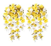 HyeFlora Hibiscus Fall Flowers Artificial Hanging Flowers Plants for Outdoors Autumn Decoration, 2pcs Silk Hibiscus Vines Realistic UV Resistant Faux Flowers for Outside Planters Yard Garden Home, Mix