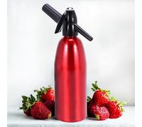 HYEIOL 1Liter Sparkling Water Maker, Carbonated Soda Siphon for Home & Club, DIY Fresh Soda Drinks,Aluminum Alloy Design (Red)