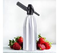 HYEIOL 1Liter Sparkling Water Maker, Carbonated Soda Siphon for Home & Club, DIY Fresh Soda Drinks,Aluminum Alloy Design (silver)
