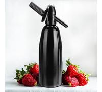 HYEIOL 1Liter Sparkling Water Maker, Carbonated Soda Siphon for Home & Club, DIY Fresh Soda Drinks,Aluminum Alloy Design (Black)