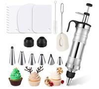 HYEIOL Cake Icing Piping Kit 14-Piece Set,400 ml Cake Decorating Syringe Kit,Reusable Professional Baking Tools with 6 Nozzles for Cupcakes Cream Cake Cookie Decoration