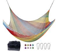 HYEIOL Climbing Net,3m x 3m Double-Layer Heavy-Duty Playground Safety Climbing Frame Net for Playground Treehouse Backyard Outdoor Adventures (Colorful)