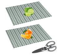 HYEIOL Sink Mat Protector, 2Pack Cuttable Draining Mats for Kitchen Sink with Scissors, Kitchen Sink Mats for Ceramic Sinks/Stainless Steel, 30 x 40cm (Green)