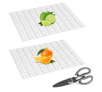 HYEIOL Sink Protector Mats for Ceramic Sink/Stainless Steel, 2 Pack Cuttable PVC Sink Mats with Scissors, Sink Mats for Kitchen 30 x 40cm Transparent