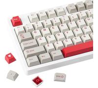 Hyekit Retro Vintage Double Shot PBT Keycaps 163 Keys Cherry Profile, Beige Gray Red Custom Keycaps Set for 60 65 75 87 100 Percent Mechanical Gaming Keyboard Upgrade