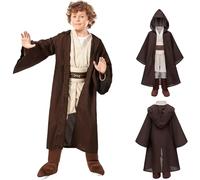 Hyelntu 5PCS Knight Costume Kids Darth Cader Halloween Cosplay Costumes with Robe Tunic Medieval Knight Obi Wan Kenobi Outfit