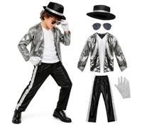 Hyelntu Kids Rock Star Costume 5PCS 80s 90s Pop Rock Dance Outfits 3-10Y