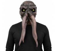 Hyelntu Octopus Mask Halloween Scary Full Head Monster Mask with Tentacle | Flexible latex, brown finish, 22 x 11.8 in, full-head coverage, long tentacles, Halloween cosplay, haunted house, stage use