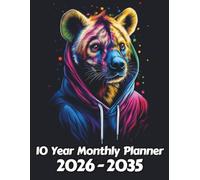 Hyena 10 Year Monthly Planner: Large 120 Month Sunday to Saturday Calendar | Gift For People Who Love Safari Animals, Wildlife Lovers | Ideal for ... and Busy Individuals | 8.5 x 11 Inches | v4