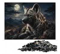 Hyena Portrait in Black and White Jigsaw Puzzle for Adults, 500 Pieces | Family puzzle activity: screen-free home activity alone or together.