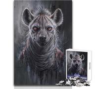 Hyena Portrait with Intense Gaze 1000 Piece Jigsaws for Teenagers Fun Learning with Brain Game Perfect Thoughtful Festive Present Size 38x26cm