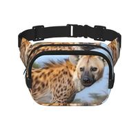Hyenas in the grasslands Square double - layer fanny pack with adjustable shoulder strap - travelling fanny pack - perfect for outdoor sports, Black, One Size