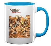 Hyenas Pursuing Knowledge and Chaos Ceramic Tea Coffee Mug Light Blue