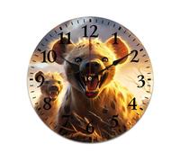 Hyenas Waiting for Predation Wooden Wall Clock Battery Operated Silent Non-Ticking Round Clock Decorative for Home Living Room