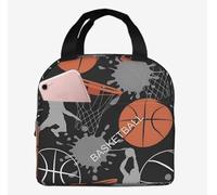 HYEPNED Basketball Insulated Lunch Bags for Women & Kids & Girls & Adults & Ladies, Waterproof Leak-Proof Cool Bag for Work School Picnic (Pink) (Basketball Pattern Insulated Lunch)