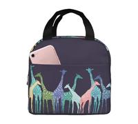 HYEPNED Colorful Giraffe Insulated Lunch Bags for Women & Kids & Girls & Adults & Ladies, Waterproof Leak-Proof Cool Bag for Work School Picnic (Pink) (Giraffe)