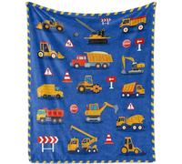 HYEPNED Construction Throw Blanket for Boys, Soft Cozy Cartoon Cars Fluffy Flannel Blanket Gift for Kids, 100 x 130 cm Warm Transportation Fire Truck Fleece Blanket (50 * 40 (50 * 40)
