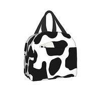 HYEPNED Cows Black and White Insulated Lunch Bags for Women & Kids & Girls & Adults & Ladies, Waterproof Leak-Proof Cool Bag for Work School Picnic (Pink) (Dairy Cattle)