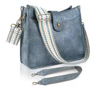 HYEPNED Crossbody Bag for Women, Genuine Leather Women's Cross body Camera Bags Handbag with Adjustable Wide Strap, Over Shoulder Bag for Ladies Girls Travel Shopping Work Daily Use (blue)