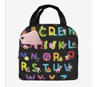 HYEPNED Cute Animals Alphabet Lunch Bags for Women & Kids & Girls & Adults & Ladies, Waterproof Leak-Proof Cool Bag Thermal Lunch Tote Bags for Work School Picnic (Pink) (Cute Animals Alphabet)
