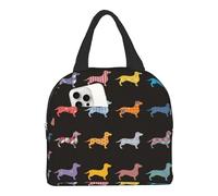 HYEPNED Cute Dachshund Insulated Lunch Bags for Women & Kids & Girls & Adults & Ladies, Waterproof Leak-Proof Cool Bag for Work School Picnic (Pink) (Dachshund)