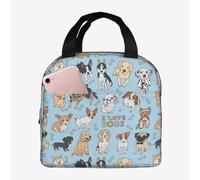 HYEPNED Cute Dog Insulated Lunch Bags for Women & Kids & Girls & Adults & Ladies, Waterproof Leak-Proof Cool Bag for Work School Picnic (Dog Handbag)