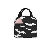 HYEPNED Halloween Bat Insulated Lunch Bags for Women & Kids & Girls & Adults & Ladies, Waterproof Leak-Proof Cool Bag for Work School Picnic (Pink) (Halloween Bat)