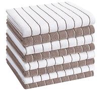 HYER KITCHEN Microfiber Kitchen Towels, Stripe Designed, Super Soft and Absorbent Dish Towels, Pack of 8, 18 x 26 Inch, Gray and White (Camel, Kitchen Towel 26x18 Inch)
