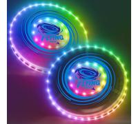 HYES 2 Pack Flying Ring for Kids, 45 LEDs, 14 Lighting Modes, Rechargeable Light Up Flying Discs for Beach, Summer Camping, Outdoor Game, Sport Toys Gifts for Teens Boys Girls Adults