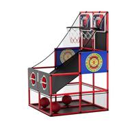 HYES 3 in 1 Double Shot Basketball Arcade Game with 2 Darts/Electronic Scoreboard/LED Light, Basketball Bedroom for Kids Indoor Outdoor, Sports Toys Gifts for Boys Girls Age 3-12 Years