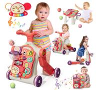 HYES Baby Walker for Girls 5 in 1, Activity Center Learning to Walk, Sit to Stand, Early Learning Push Toys for Infant, Push Walkers Toys with Music