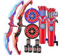 HYES Kids Bow and Arrow Set, Toy Archery Set, LED Light Up Bow with 24 Suction Cup Arrows, 6 Score Targets, Indoor Outdoor Games for Boys Girls Children 4-8w Toys