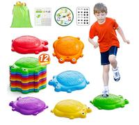 HYES Stepping Stones for Kids, 8-12 PCS Durable Non-Slip Toddler Balance Board, Obstacle Courses Sensory Toys, Coordination Game Gift for Boys Girls Indoor Outdoor Play (black, 1 pcs)